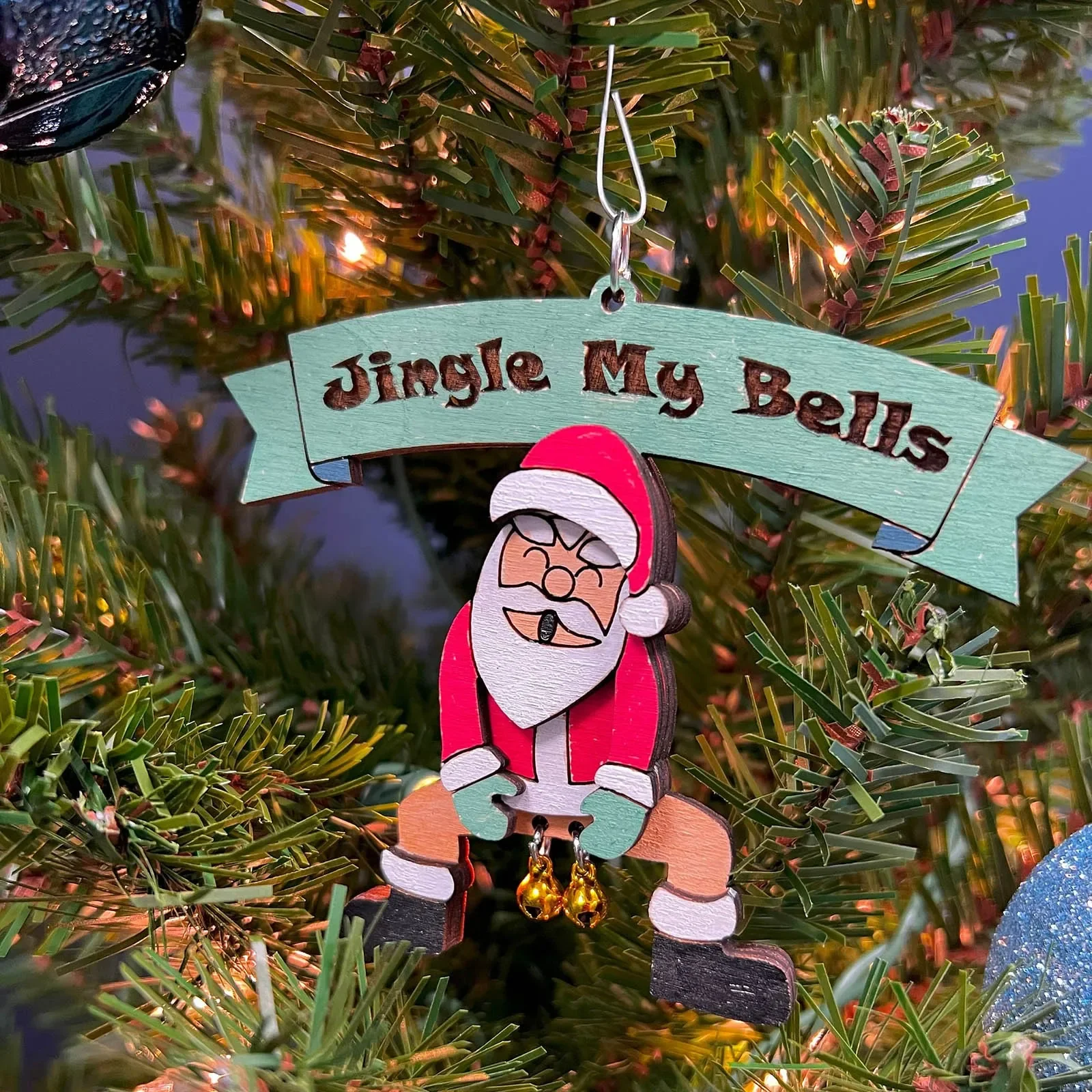 

Jingle My Bells Funny Christmas Ornament Santa Butt Bell Ornament Fun Christmas Wood Crafts Hanging Ornament Decoration 2023