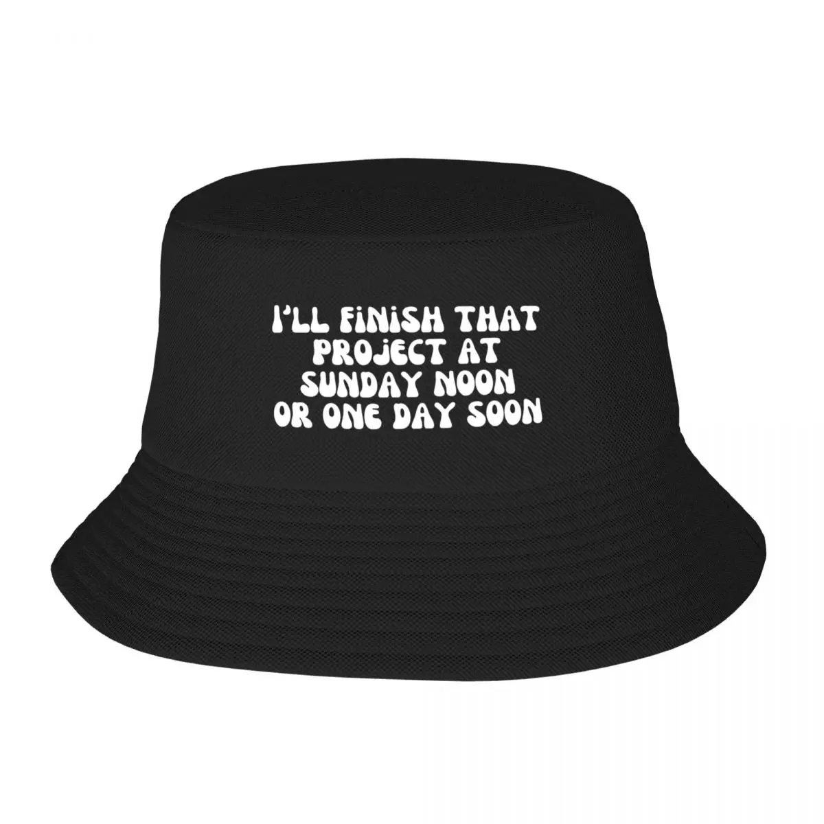 

I will finish that project at Sunday noon or one day soon. [Vintage sayings from 1950s] Bucket Hat