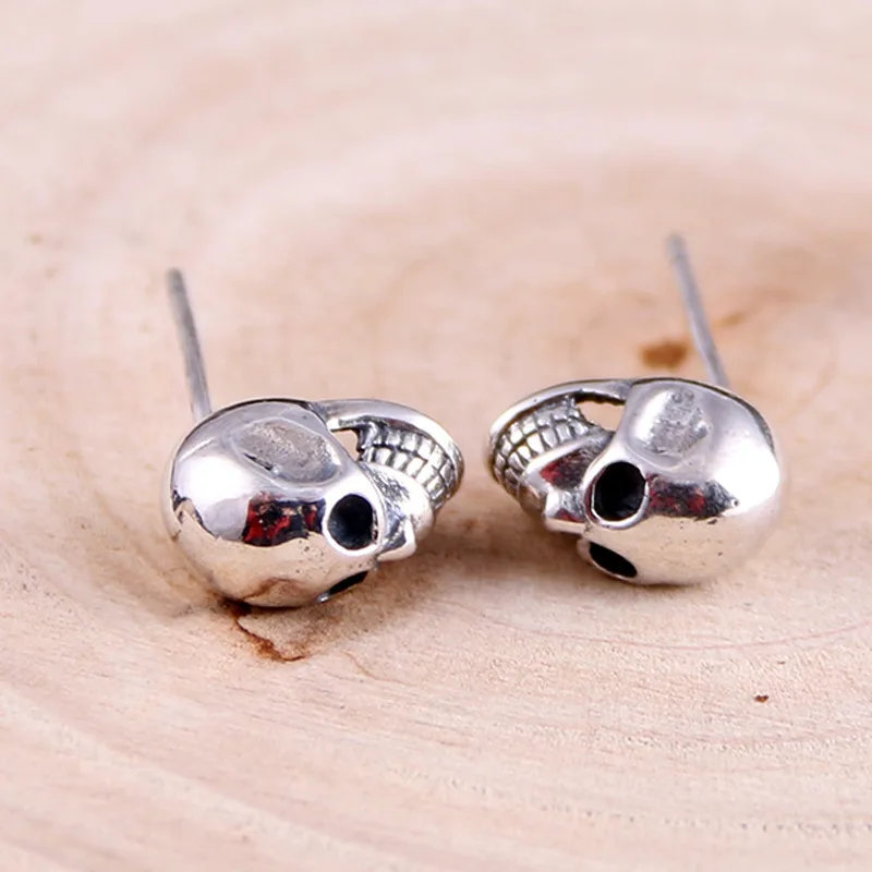 New in 925 Sterling Silver Retro Skeleton Head Ear Piercing Stud Earrings For Women Wedding Modern Jewelry Wholesale Money 925 - Image 5