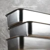 304 Stainless Steel Flat Bottom rectangle Square Basin with Covered Dish Buffet Plate food Basin Grilled Plate bbq storage tray 3