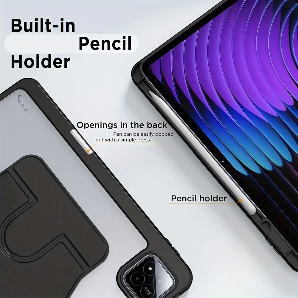 360° Rotating Tablet Cover with Pencil Holder and Stand