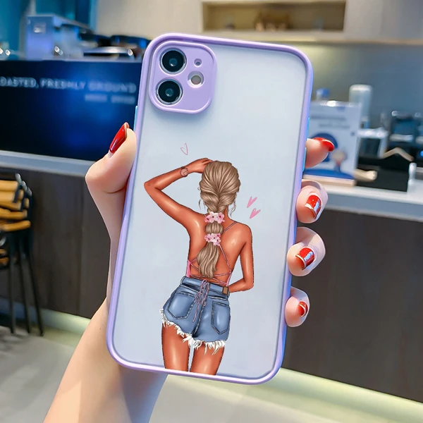 Mode schöne Mädchen Fall für iPhone x xr xs 16 15 14 13 12 11 Pro Max gezeichnete Mädchen Telefon Abdeckung für iPhone 7 8 plus se2020 – Detail 2