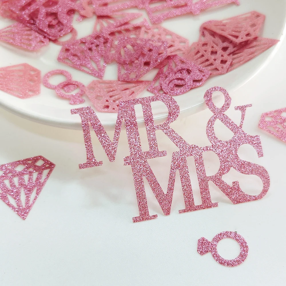 15G Mr&Mrs Wedding Confetti Gold Pink Glitter Diamond I Do Married Confetti Wedding Table Scatters Decoration Wedding Supplies