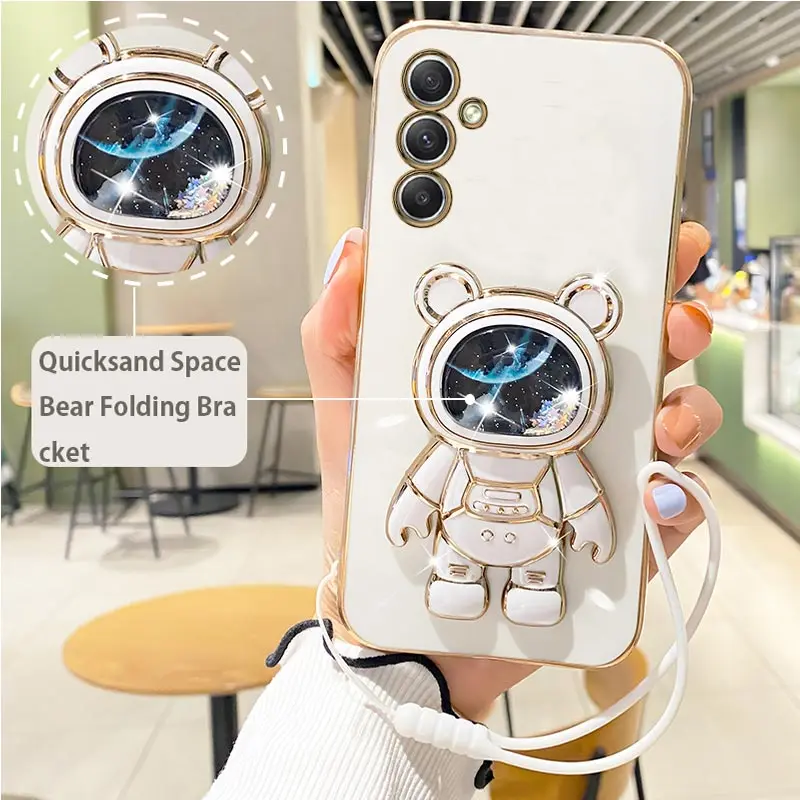 Étui avec support de sangle d'astronaute, sable mouvant, pour Samsung Galaxy A34 A21 A20S A54 5G A10 A12 A13 A14 A750 A23, A 54 34_voghion.com