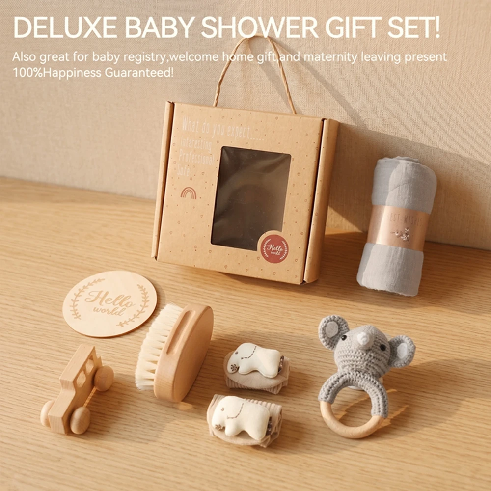 Set da bagno per neonati con copertina per neonati, sonaglio per neonati, calzini da bagno, regalo per neonate e regalo per neonati maschi, regalo per neonati, set di articoli essenziali per neonati. - immagine 5