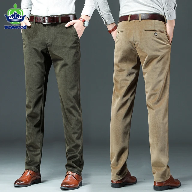 Autumn Winter High Quality Corduroy Pants Men Thick Cotton Business Straight Khaki Blue Coffee Classic Pant Office Trousers Male 1