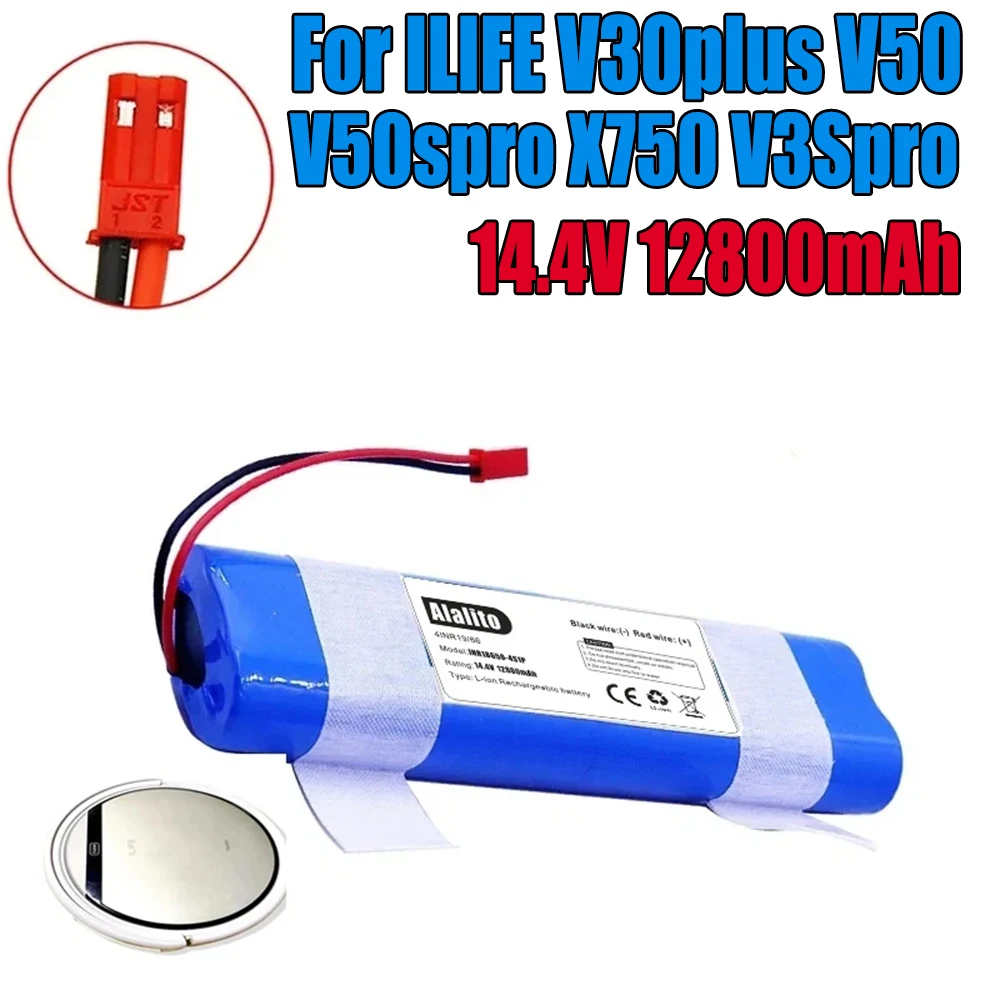 

14.4V 12800mAh 18650 Lithium Battery for ILIFE V3s Pro, V50, V5s Pro, V8s, X750 Robot Vacuum Cleaner Battery Accessories