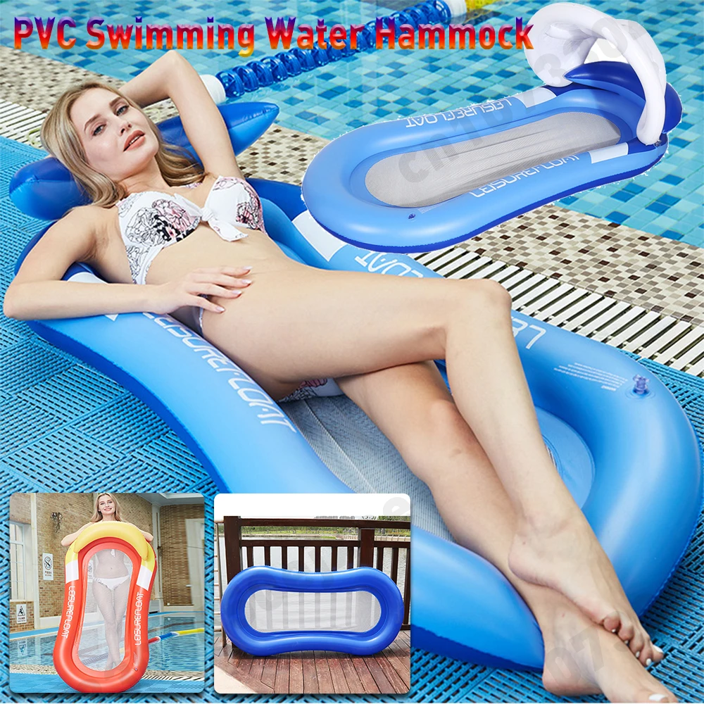 Foldable Water Hammock PVC Inflatable Floating Swimming Pool Mattress Party Lounge Bed Beach Recliner for Water Safety Life Raft