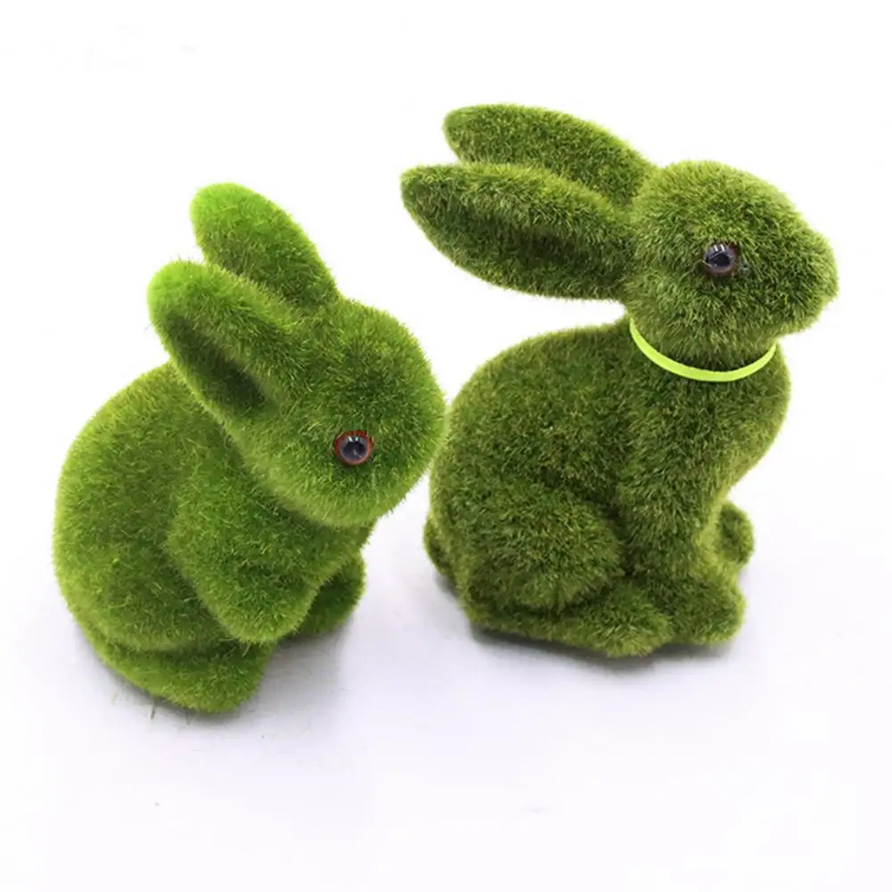 

Easter Bunny Figurine Flocking Rabbit Statue Realistic Foam Rabbit Figurine Simulated Rabbit Miniature Home Decorations