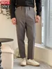2024 New Spring Summer Breathable Business Casual Office Mens Suit Pants Versatile Solid Color Fashion Straight Trousers Male 1