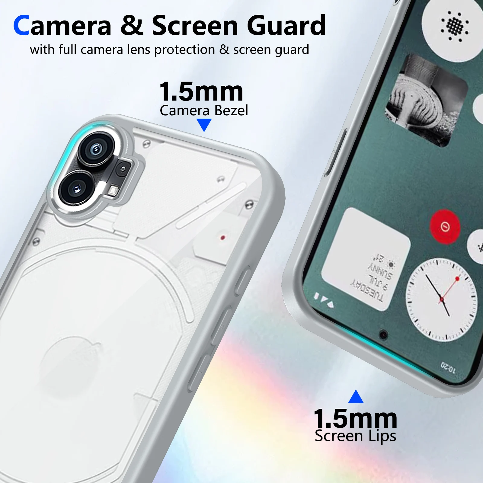 Ultra-Durable Air Cushion Shockproof Silicone Bumper with Clear Matte Back Cover