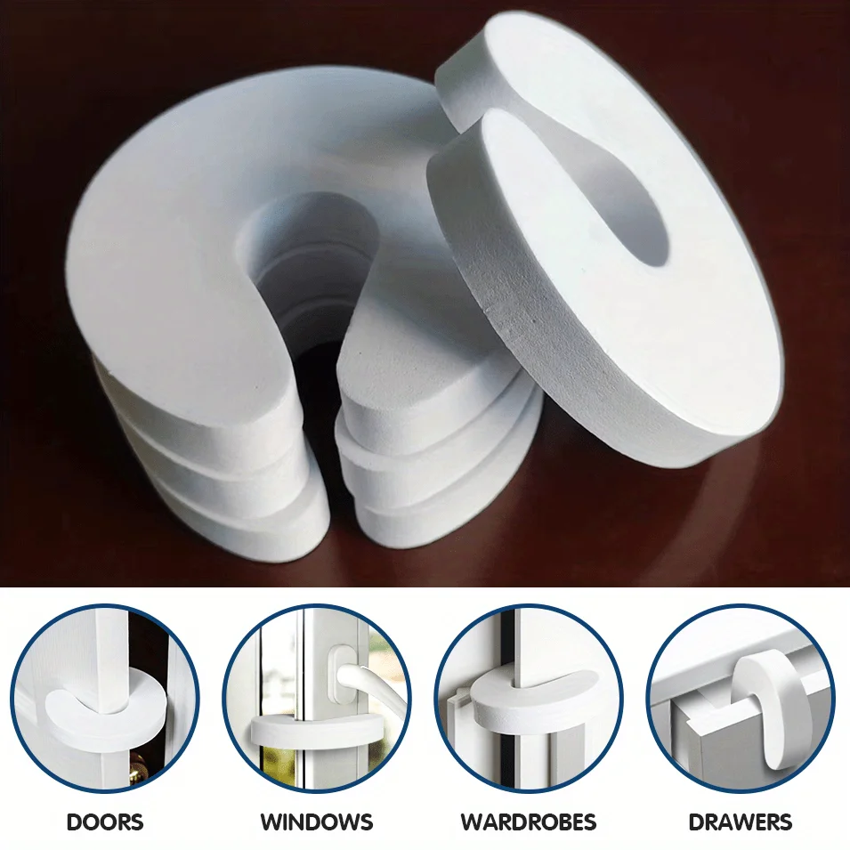 Door Stopper 4Pcs Finger Pinch Guards Baby Proof Doors Slam Extra Soft Foam Sleek Design Child Safety Baby Safety Finger Protect