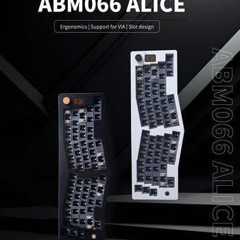 ABM066 베어본 키트, 앨리스 레이아웃, VIA 프로그래밍 가능, 핫 스왑 가능, 블루투스, 2.4Ghz, C타입 연결, Win/Mac용