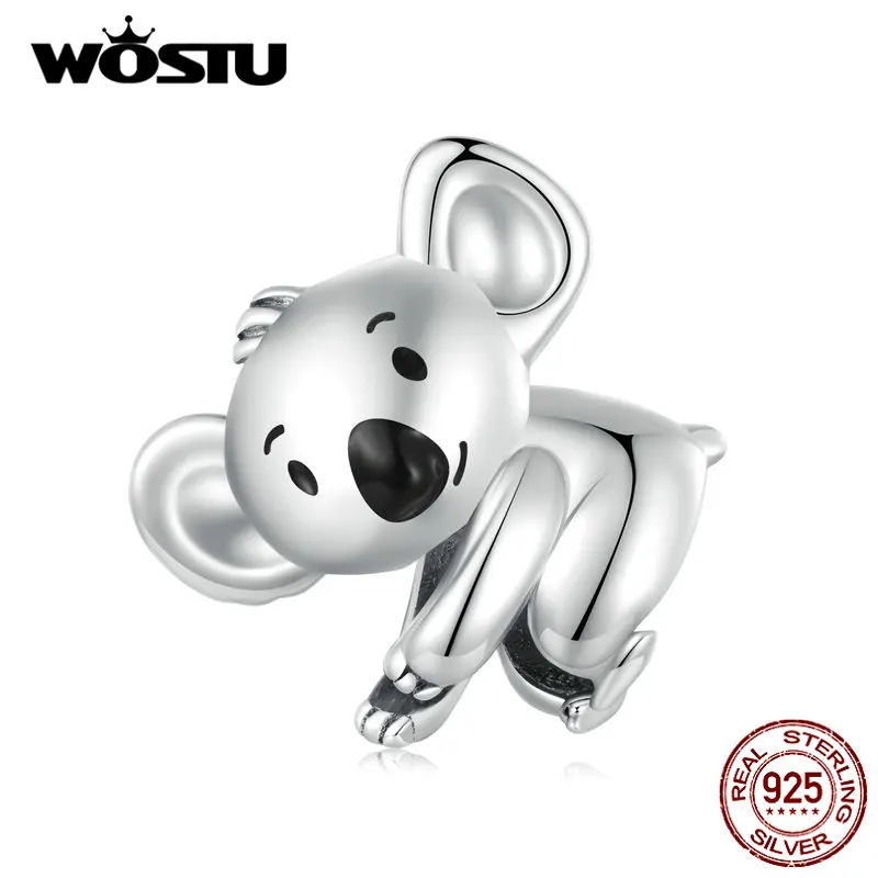 WOSTU 925 Sterling Silver Koala Bead Cute Animal Charm For