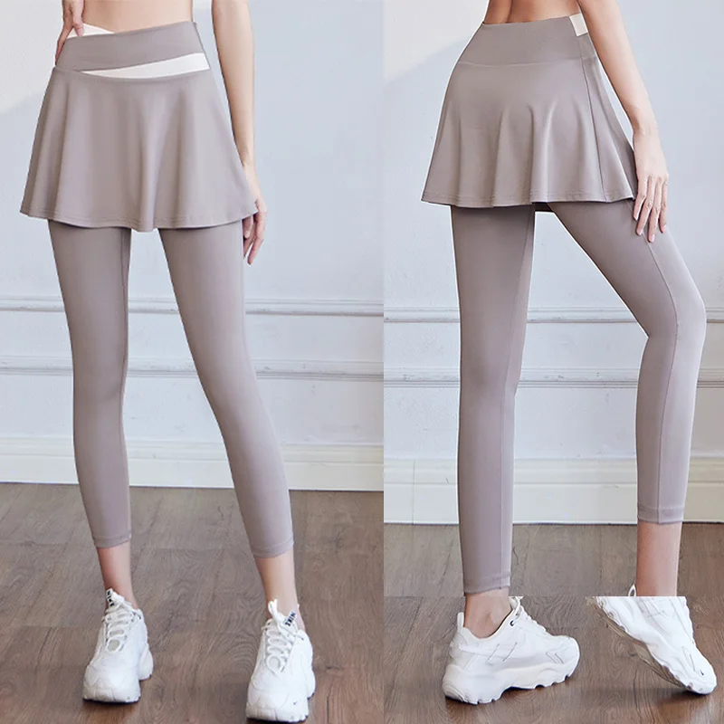 Golf Women's Summer Pant Skirt Color Block High Waist, Hip Lift, Quick Drying, Breathable Sports Short Skirt