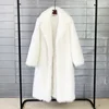 White Long Faux Fur Coat Women Autumn Winter Large Jacket Overcoat Turn Down Collar Pockets Thick Coat Warm Jackets Maxi Coats 6