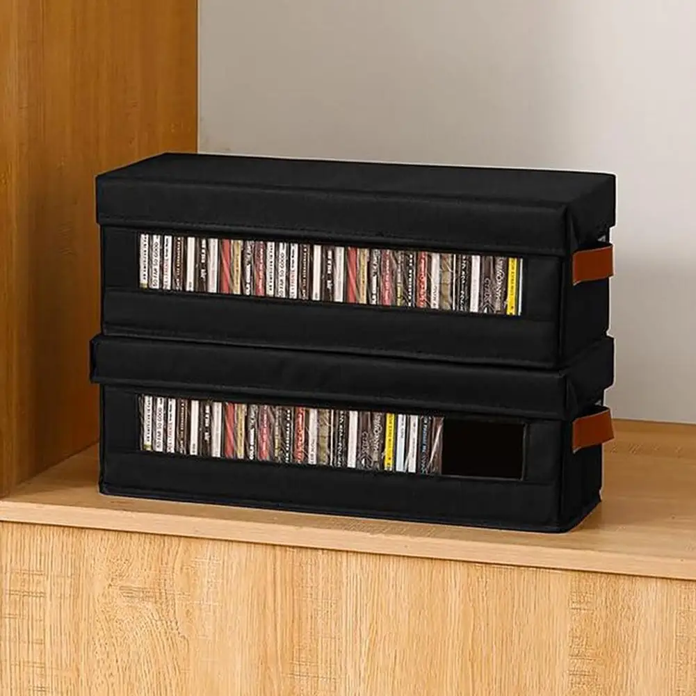 Large Capacity Package Portable DVD Case Nonwoven Fabric Storage Bag With Lid For Home Office Car CD Box Accessories_voghion.com