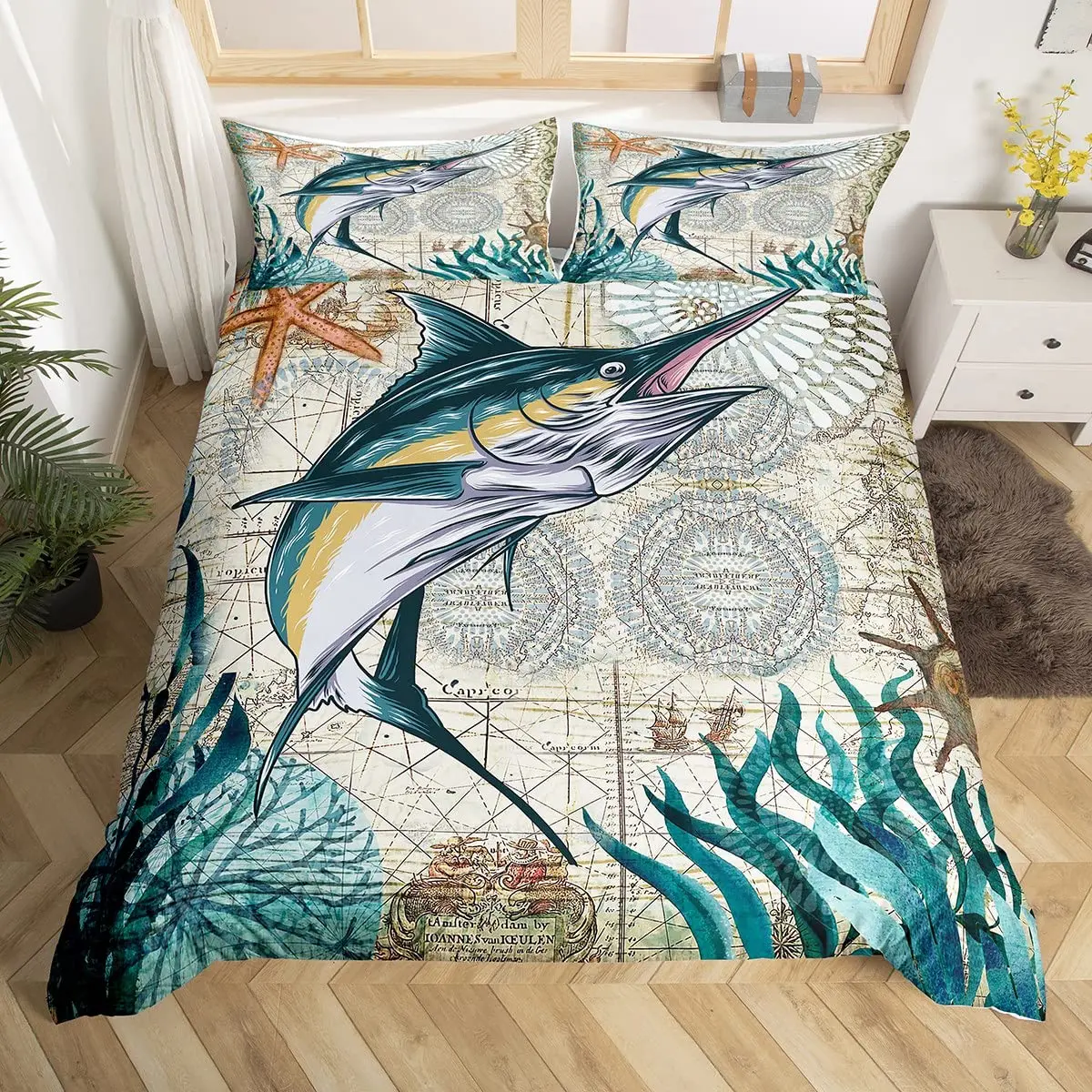 Marlin Swordfish Duvet Cover Set Hunting Fishing Bedding Set Tie Dye Sea  Fishing Boat Marine Life Nautical Comforter Cover Queen - AliExpress