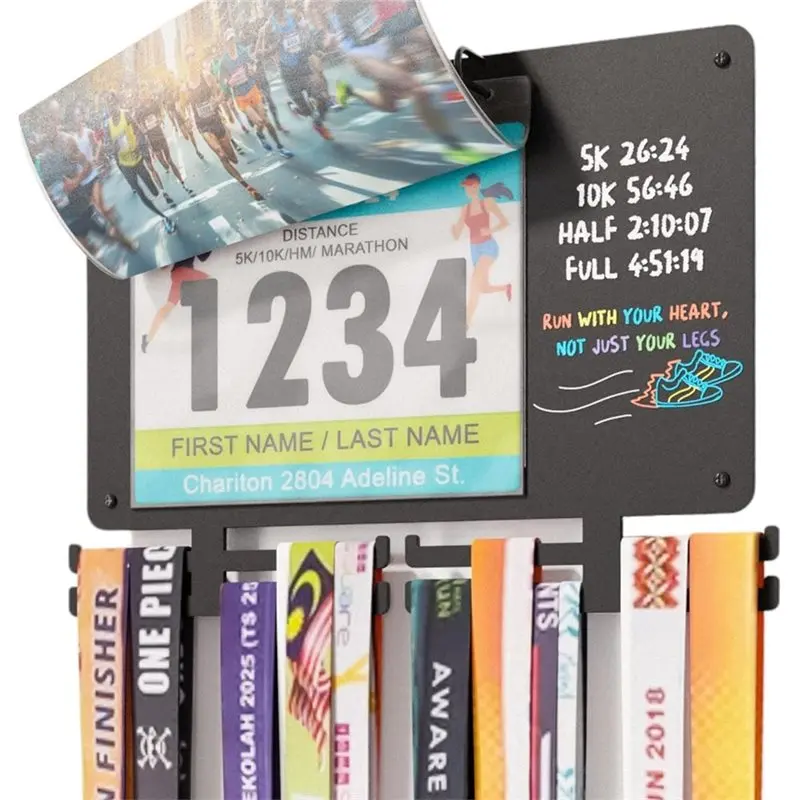 Mar.Medal Hanger Display For Runners, For Marathon Medal Holder Wall Mount Can Hold 36 Medals& 80 Race Bibs