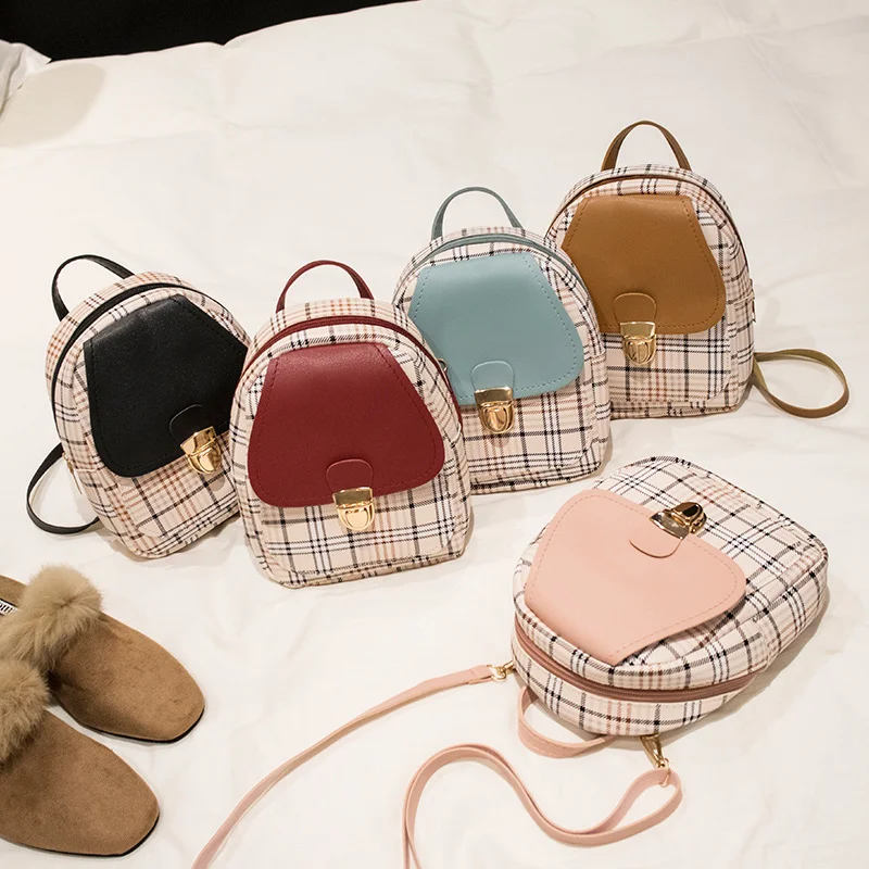 Checkered Shoulder Crossbody Bag crossbody bag women handbags for Women Korean Version Mini Backpack Fashionable Buckle