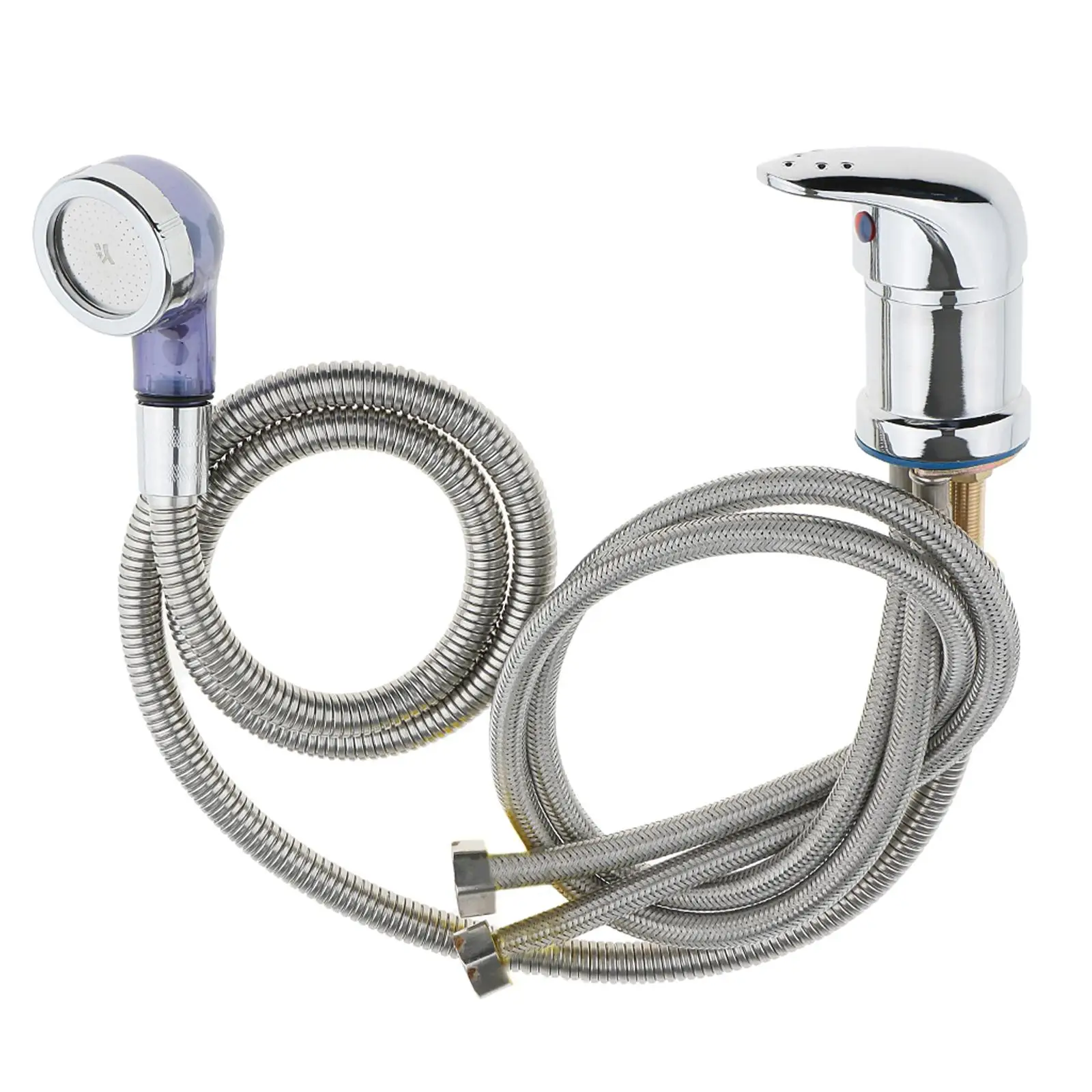 Hot Cold Faucet with Spray Hose Replacement Part Set for Spa Beauty Salon Shampoo Bowl Sink - 60cm/70cm/80cm