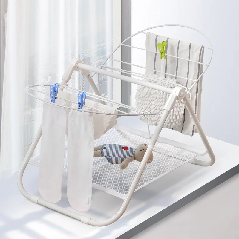 

Floor-to-ceiling Indoor Balcony Folding Drying Racks Free of Installation Household Wing Type Baby Cooling Hanger Bay Window