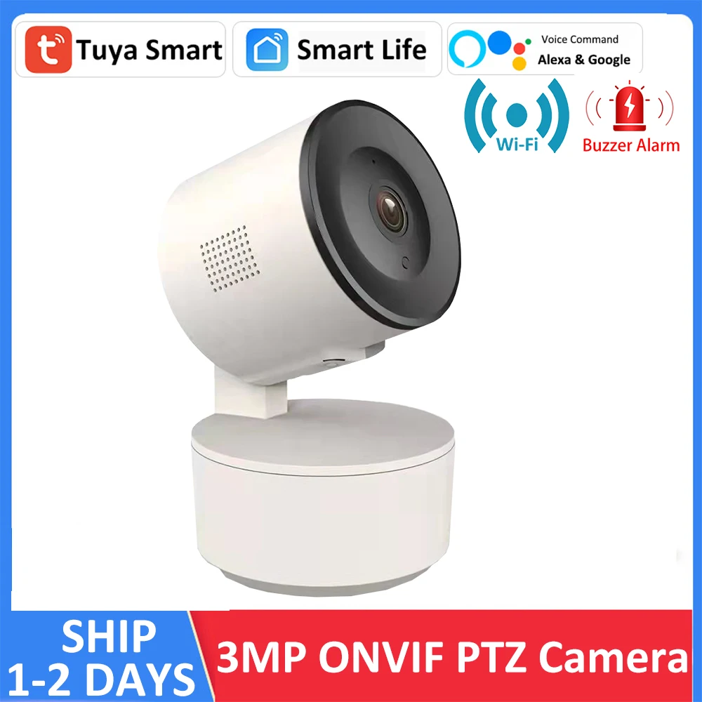 Alexa Google 3MP Tuya ONVIF WiFi Automatic Tracking Smart Home Security Indoor Wireless Baby Monitor CCTV IP Surveillance Camera o kam 5mp mini wifi ptz camera outdoor baby monitor wireless cctv security camera humanoid automatic tracking color night vision