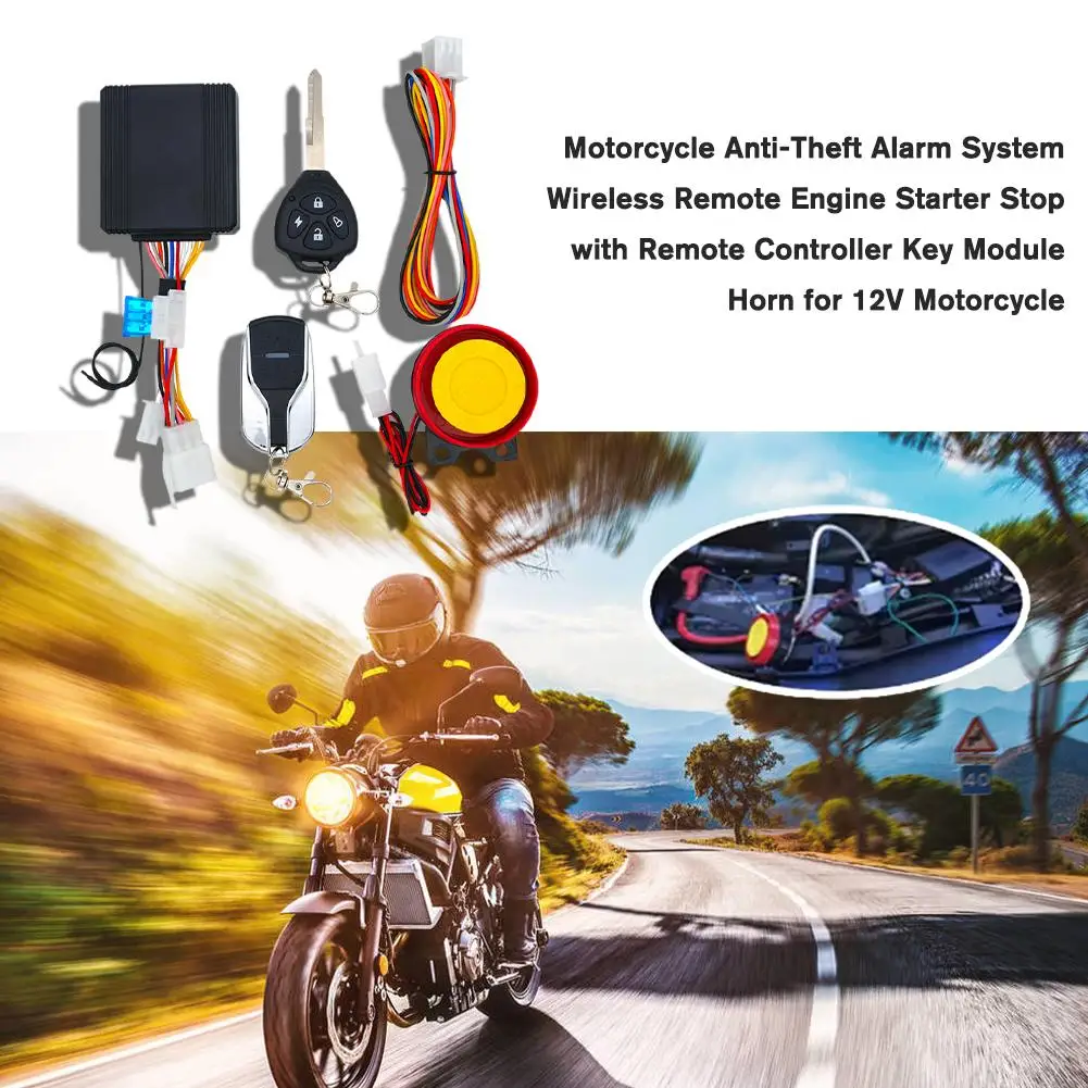 Motorcycle Anti-Theft Alarm System 12V Remote Key Stop Theft Starter Kit Wireless Remote Engine Controller Z5D3 remote control,motorcycle alarm,bike alarm,wireless vibration alarm,anti theft alarm