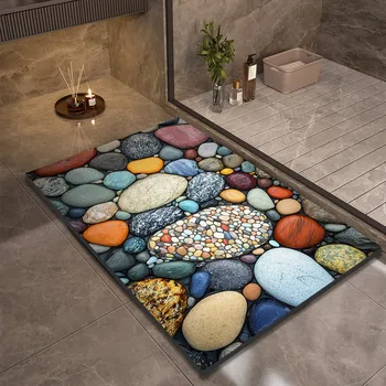 Tappetino da bagno in diatomeo con design in pietra Tappetino da bagno antiscivolo Tappetini da doccia assorbenti Tappeti da toilette ad asciugatura rapida Tappeto Zerbino lavabile 1