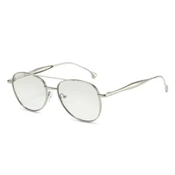 Timeless Gold Aviator Sunglasses with Dark Lenses - Stylish Double Bridge UV Protection (Silver Light Mirrore)