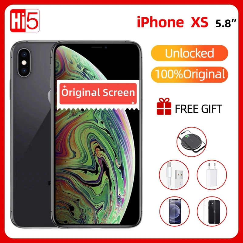 Apple Iphone Xs 5.8 "4Gb Ram 64Gb/256Gb Face Id A12 Bionic Cpu 12Mp Sbloccato Originale Iphonexs Fotocamera Ios 4G Lte Smart Phone