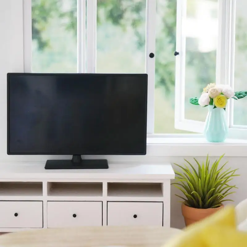 

1/6 Scale Dollhouse TV Bench Cabinet,Minaiture Wooden TV Model for DollHouse Lief Scene Furniture Toy Ornaments