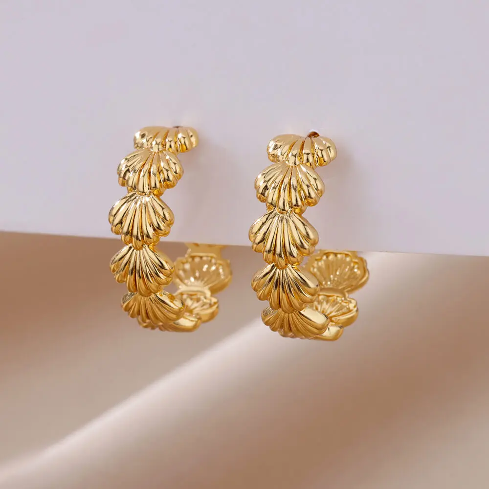 Korean Style C-shaped Shell Stainless Steel Earrings For Women