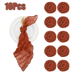 Elegant Sage Green Boho Gauze Table Napkins - Set of 10-100, 50x50cm (10Pcs Terracotta)