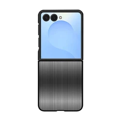 Luxury Ultra Thin Metal Brushed Phone Case - Stainless Steel Slim Protective Shell - Galaxy Z Flip5 (Black)