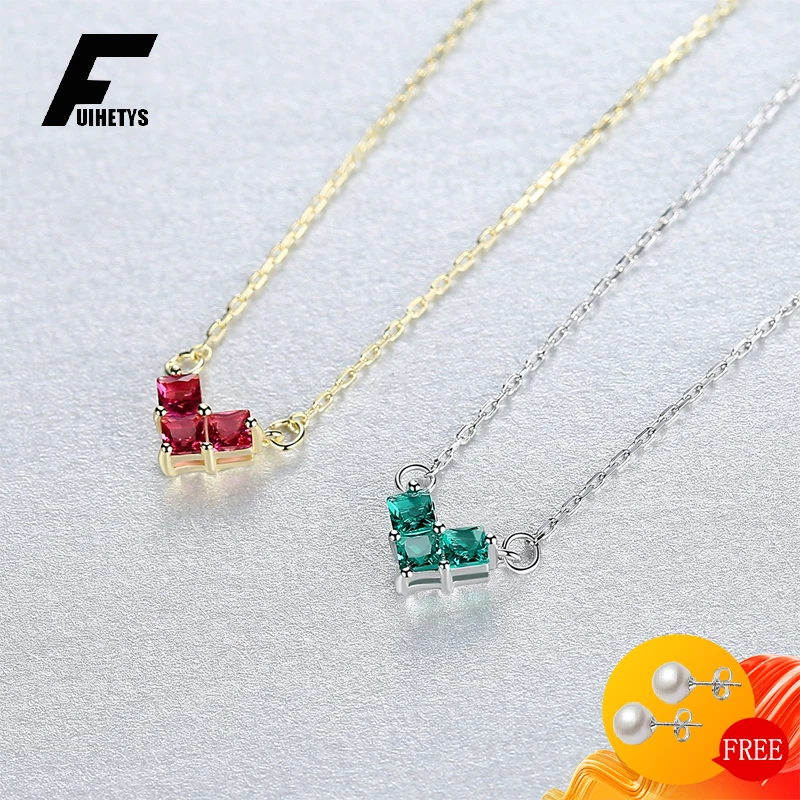 

FUIHETYS Luxury Necklace S925 Silver Jewelry with Zircon Gemstone Pendant Ornament for Women Wedding Party Bridal Gift Wholesale