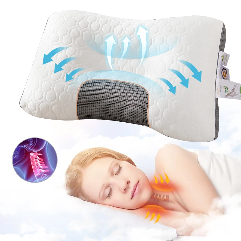 Cotton Neck Protection Pillow Comfortable Air Mesh Fabric Sleeping