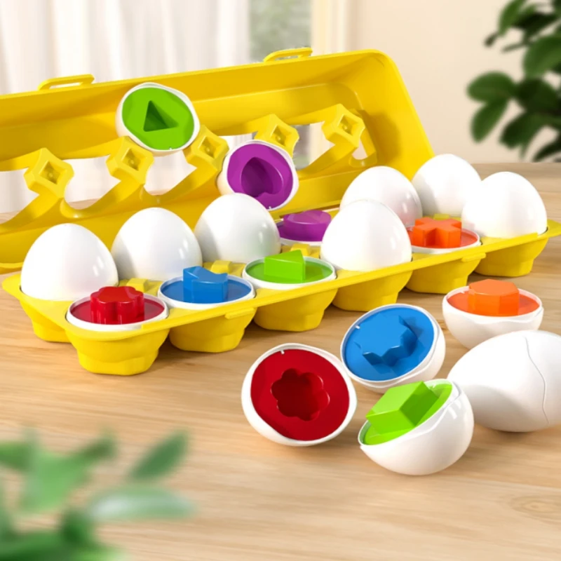 Montessori Educational Toys 2 Years Old Children Toy Eggs Toddler Sensory Puzzle Smart Eggs Colors Shapes Matching Sorter Game