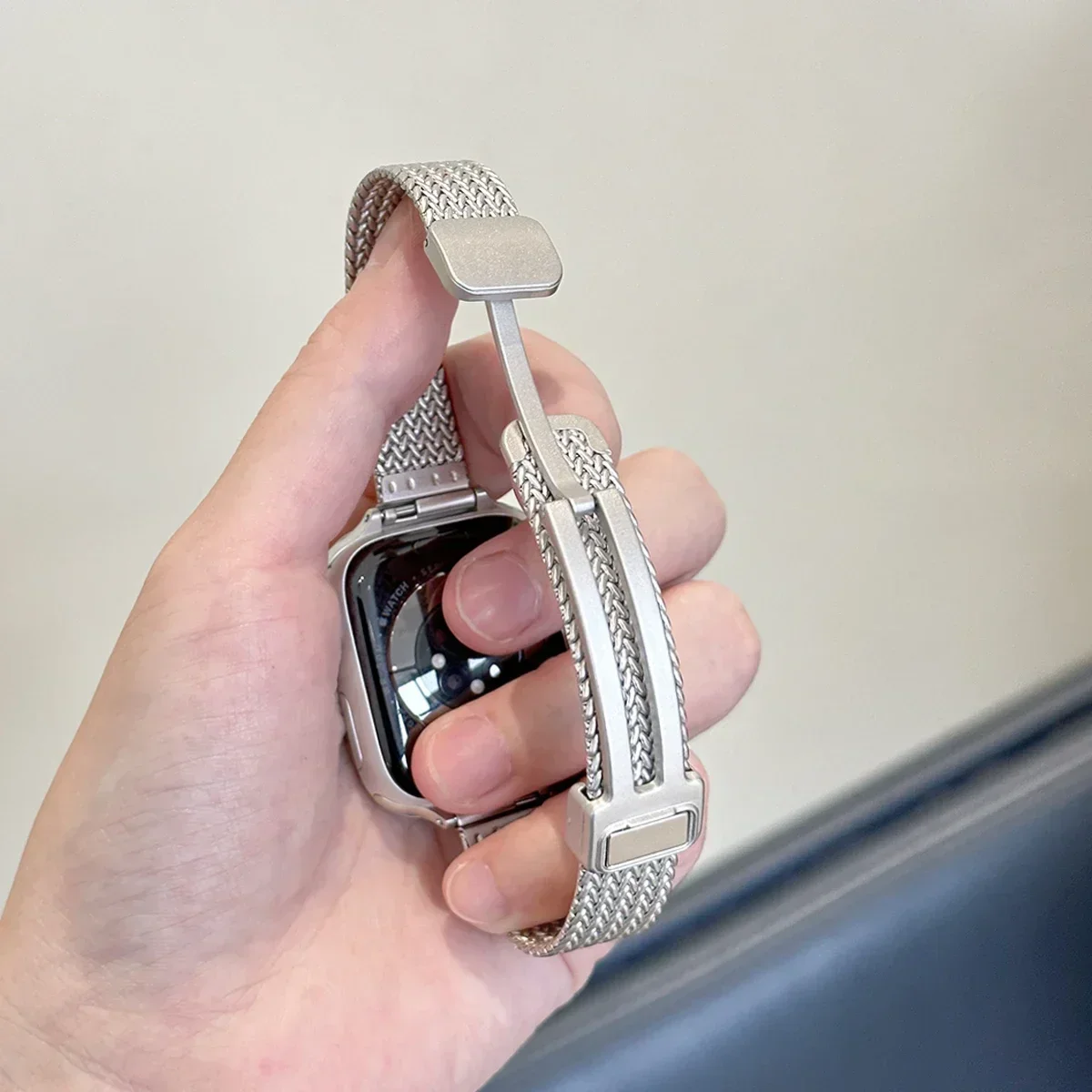 Elegant Slim Steel Bracelet Strap for Apple Watch - Women's Magnetic Loop Band