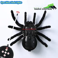Electronic Animal pet Remote Control tarantula Eyes Shine smart black Spider Robot Halloween RC Tricky Prank Scary Toy Kid gift