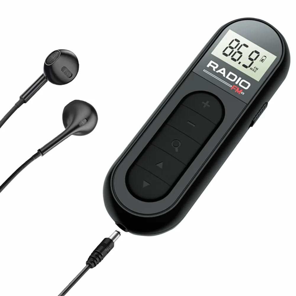 미니 포켓 FM 라디오 충전식 휴대용 라디오 리시버, 3.5mm 헤드폰 잭 클립, 회의 투어 가이드 레이싱용 소형 라디오