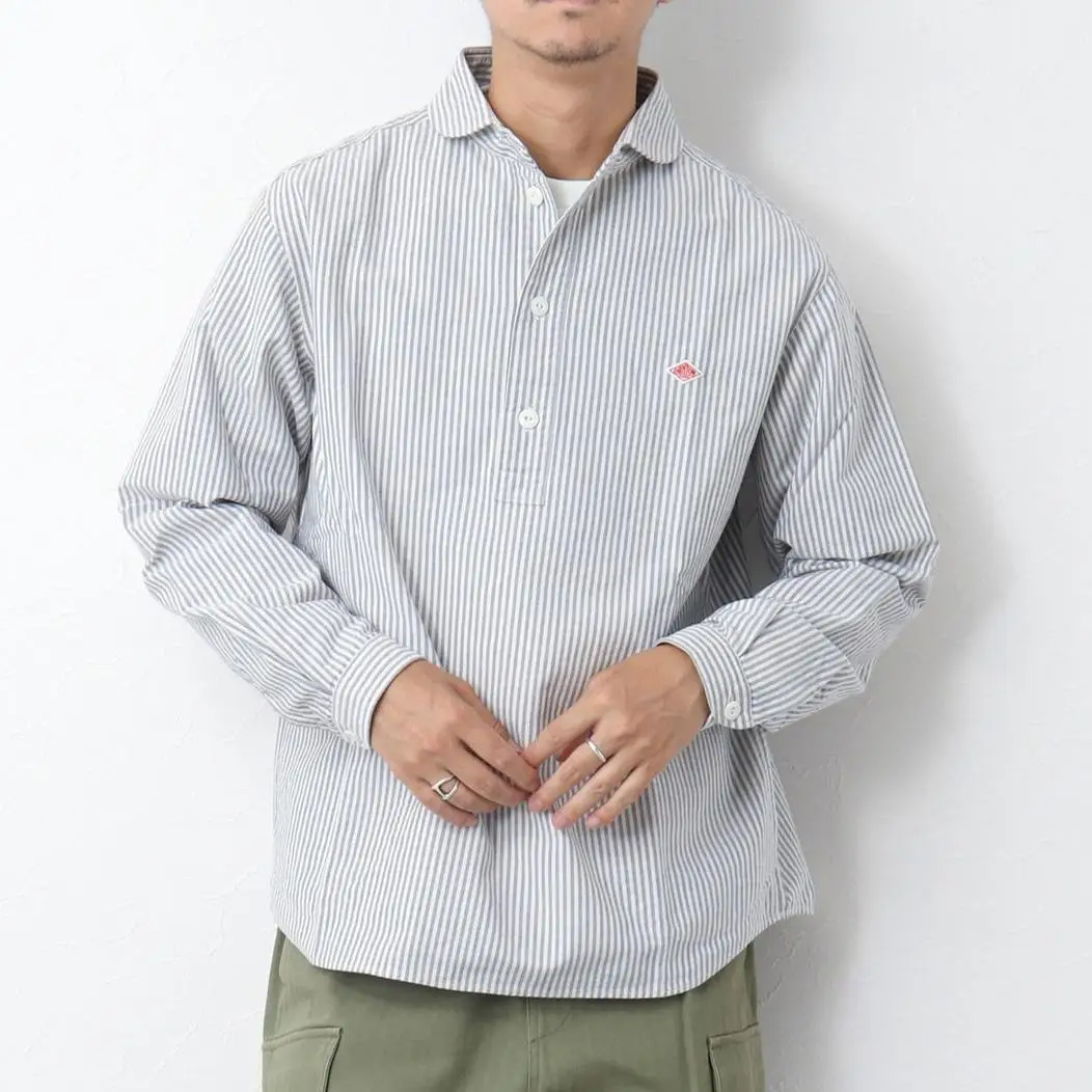 Long Sve Crew Ne Pure Cotton Casual irt Japanese Sle Doll Collar Striped Plaid ex Spring Summer Autumn Breathabl...