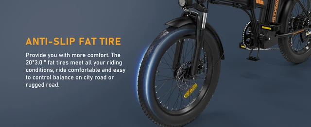 Bici Elettrica Piegevole HITWAY 20 Pollici - Pneumatici Fat, 250W, 36V, Autonomia 35-90 Km, Per Città E Montagna - Foto 6