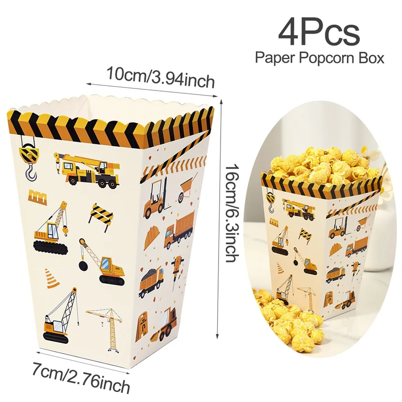 Baufahrzeug Popcornbox Süßigkeiten-Geschenkbox Bau-Thema Geburtstagsparty-Dekorationen Partyzubehör – Detail 5