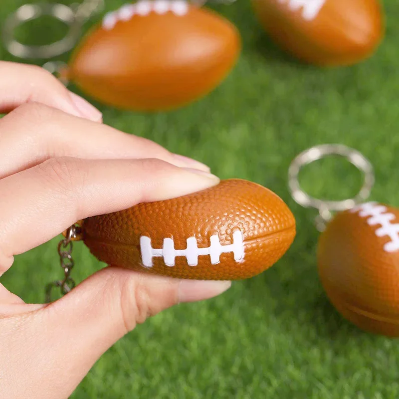PU Leather Soft Foam Sponge Ball Keychain Football Basketball Soccer Squeeze Stress Ball Relief Toys Anti Stress Ball Fidget Toy 2