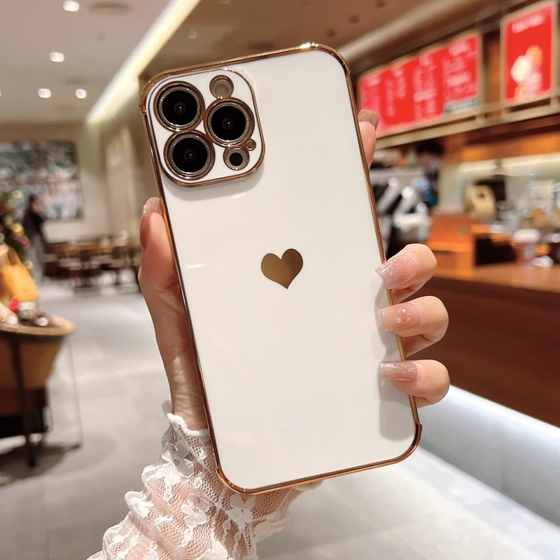 Silicone Electroplated  Heart Shaped iPhone Case