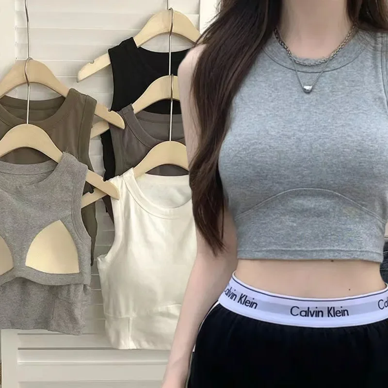 

Майка женская с круглым вырезом, пикантная летняя эластичная дышащая майка без стальных колец, не создает внешний вид