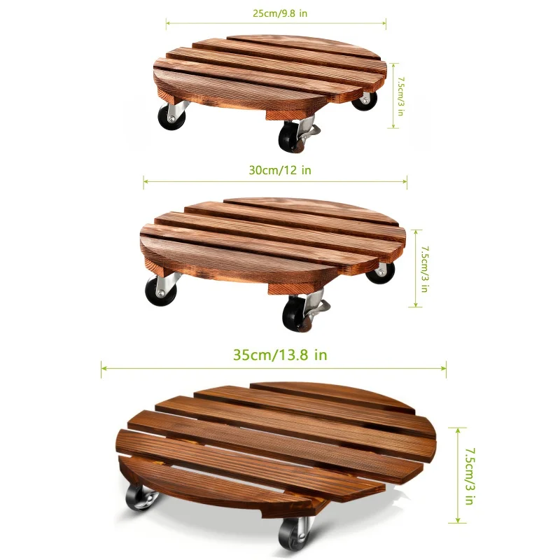 Plant Stand 2 Packs 13.8 Inch Plant Stand With Wheels Heavy Duty Rolling Round Dolly Rollers Cart With Metal Lockable