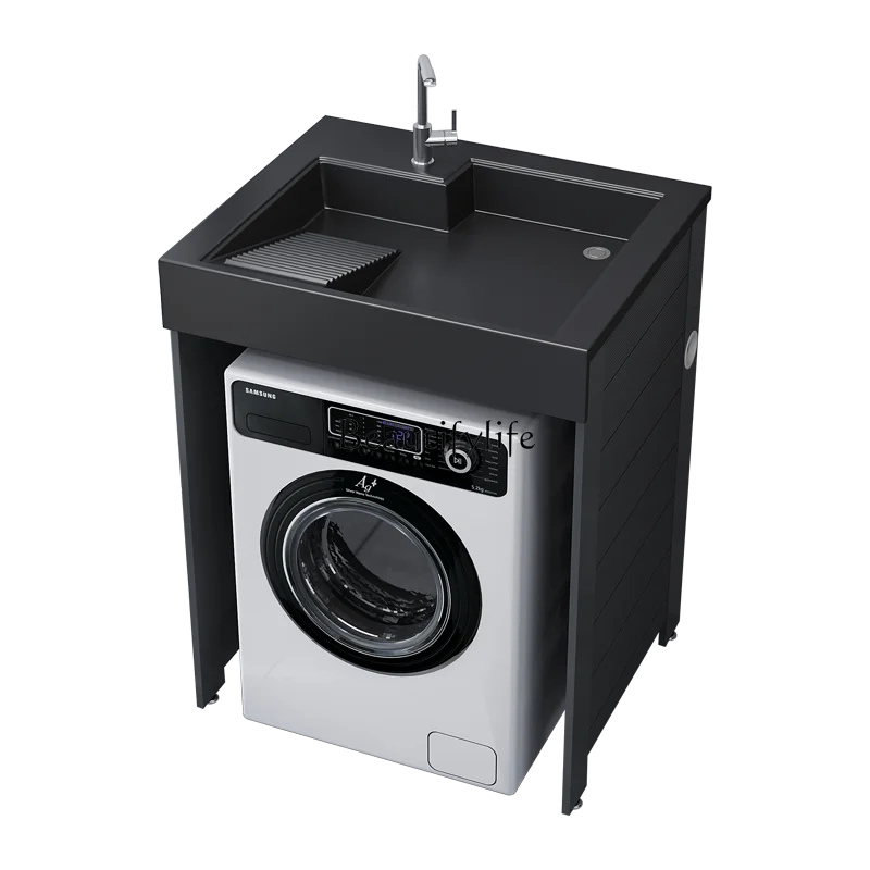 

Alumimum Balcony Washing Machine Cabinet All-in-One Cabinet Combination Partner Hand Washing Washbasin Machine Basin