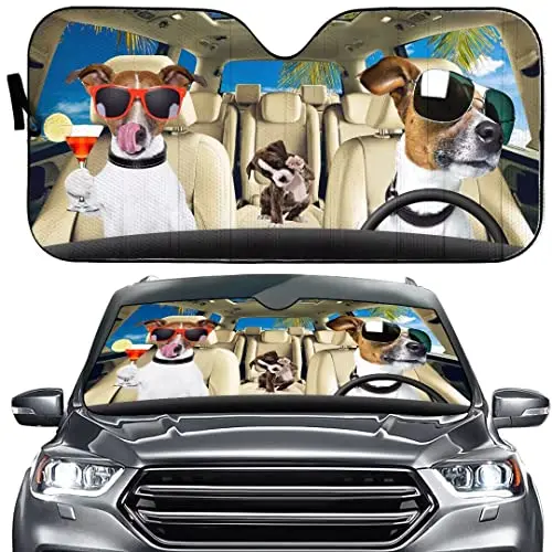 

Holiday Dog Auto Windshield Sun Shade Holiday Brindle Boxer Windshield Sun Shade Foldable Sunshades for Car SUV Truck